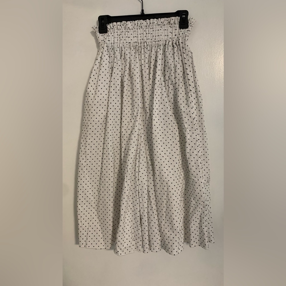 Mrs Emily black polka dot “skort” wide leg high waisted split skirt sz Small